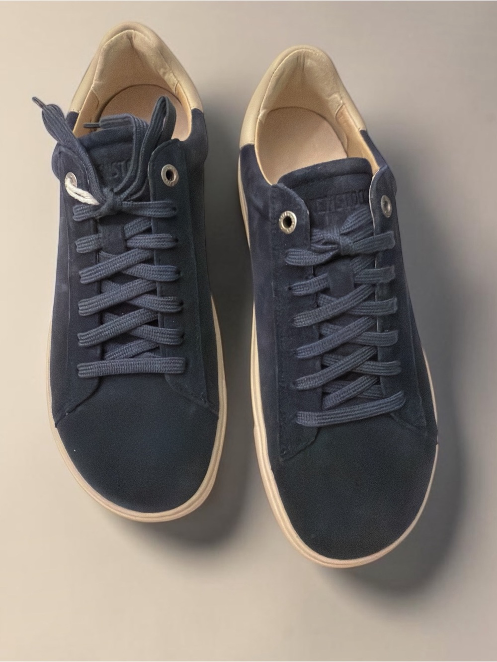 Birkenstock Navy and Cream Lace-Up Sneakers